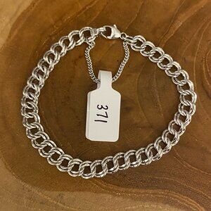 James Avery Medium Double Curb Charm Bracelet, Size M, Sterling Silver